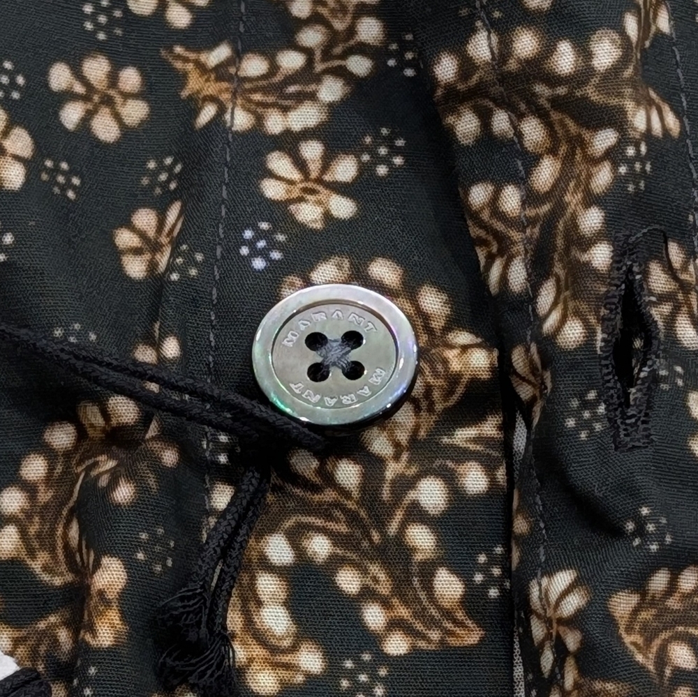 $390 Mens Isabel Marant "Labilio" Floral SS Button Up Shirt Black/Ochre Large - Picture 3 of 7